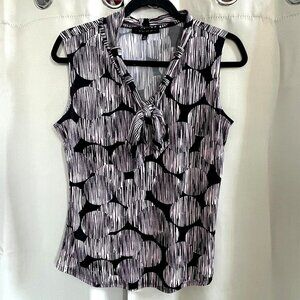 ATlier 29 Womens Top Small Pink Black Tie Neck Retro Geometric Circle Boho 16755